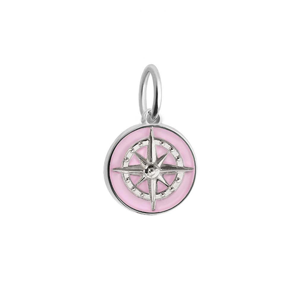Silver Mini Pink Enamel Compass Charm (SHIPS JUNE) - JET SET CANDY  (4440629313624)