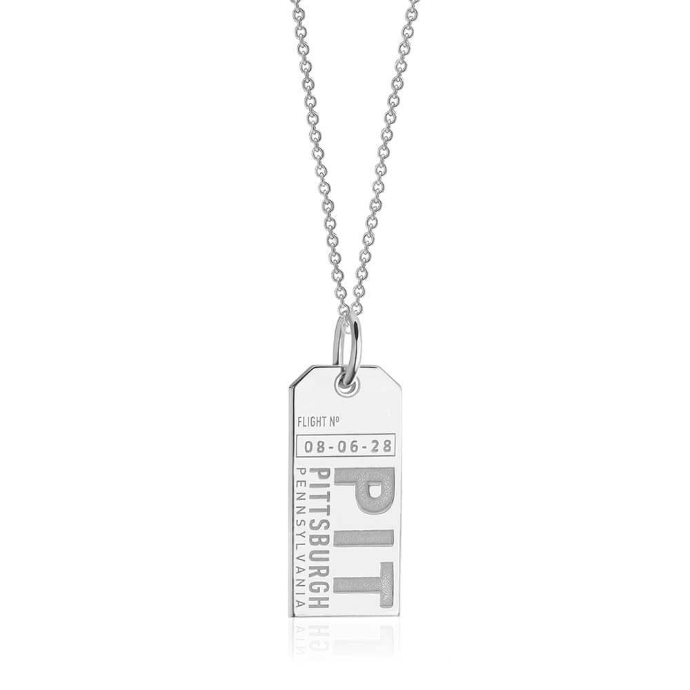 Sterling Silver Pennsylvania Charm, PIT Pittsburgh Luggage Tag - JET SET CANDY  (2457740574778)