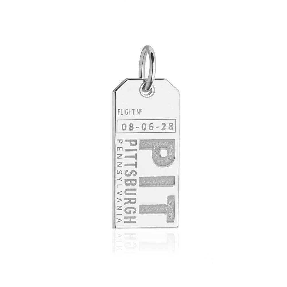 Sterling Silver Pennsylvania Charm, PIT Pittsburgh Luggage Tag - JET SET CANDY  (2457740574778)