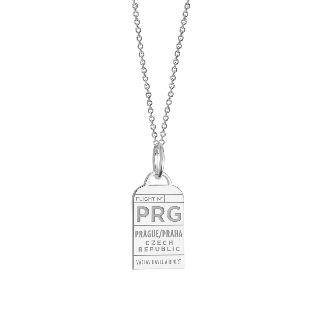 Silver Czech Republic Charm, PRG Prague Luggage Tag - JET SET CANDY  (1720180867130)