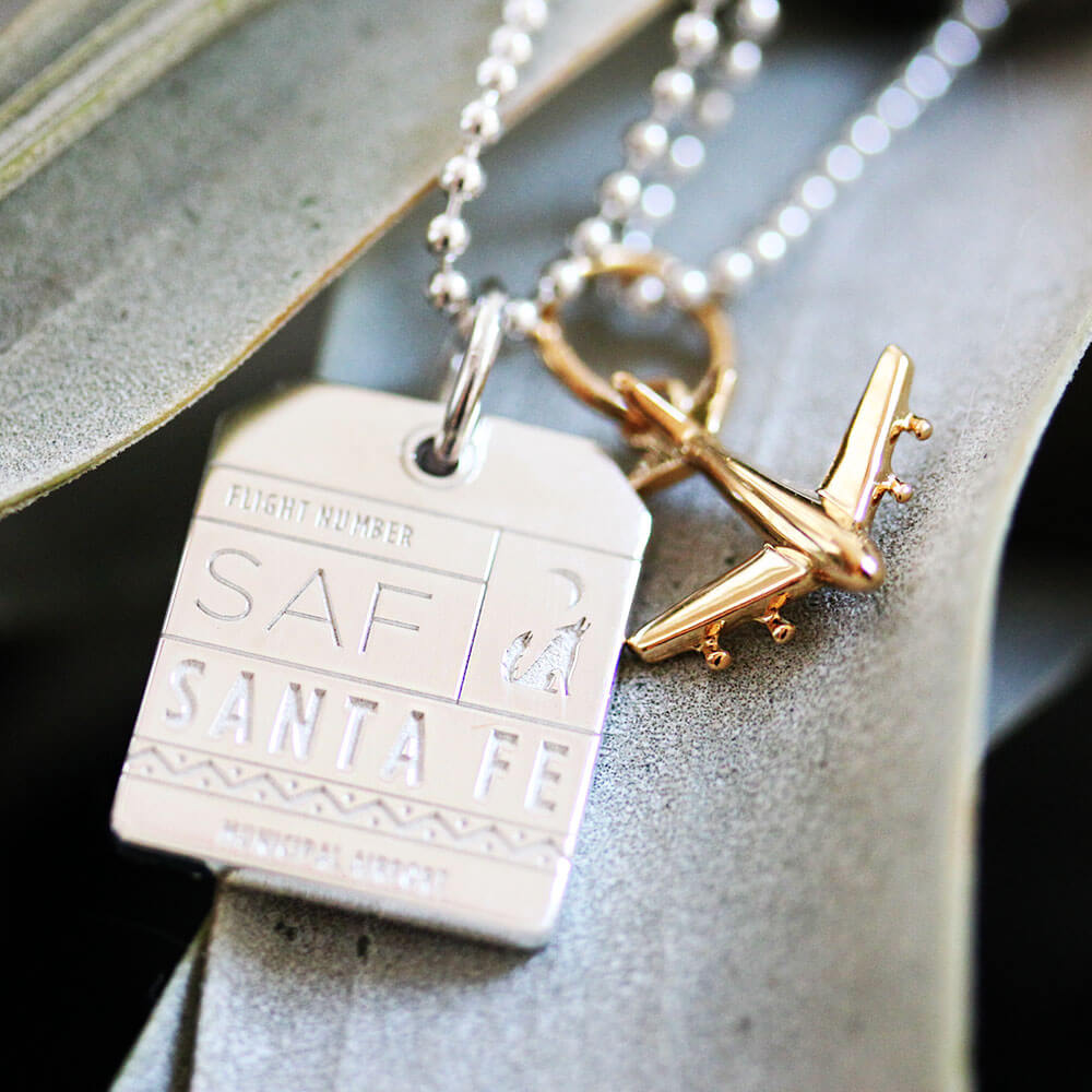 Silver USA Charm, SAF Santa Fe Luggage Tag - JET SET CANDY  (1720182374458)