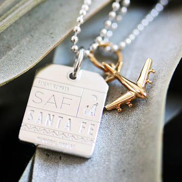 Santa Fe New Mexico USA SAF Luggage Tag Charm Silver