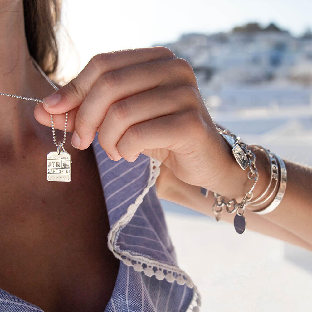 Silver Greece Charm, JTR Santorini Luggage Tag (SHIPS JUNE) - JET SET CANDY  (2339336683578)