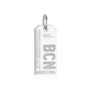 Barcelona Spain BCN Luggage Tag Charm Silver