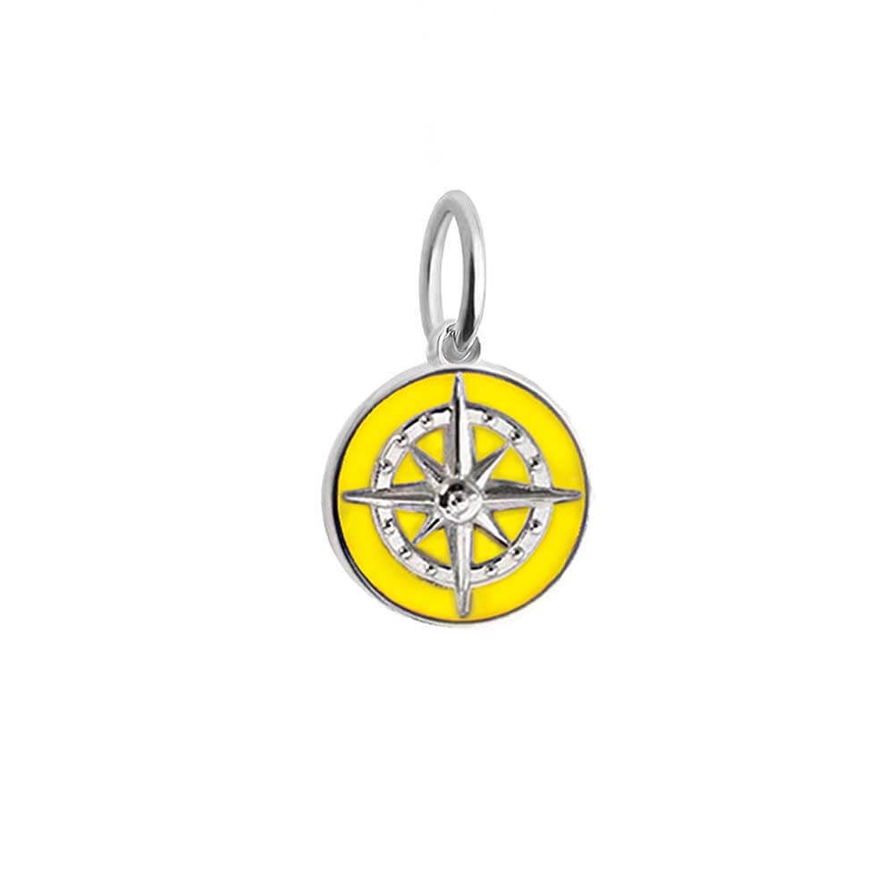 Silver Mini Yellow Enamel Compass Charm - JET SET CANDY  (4440648122456)