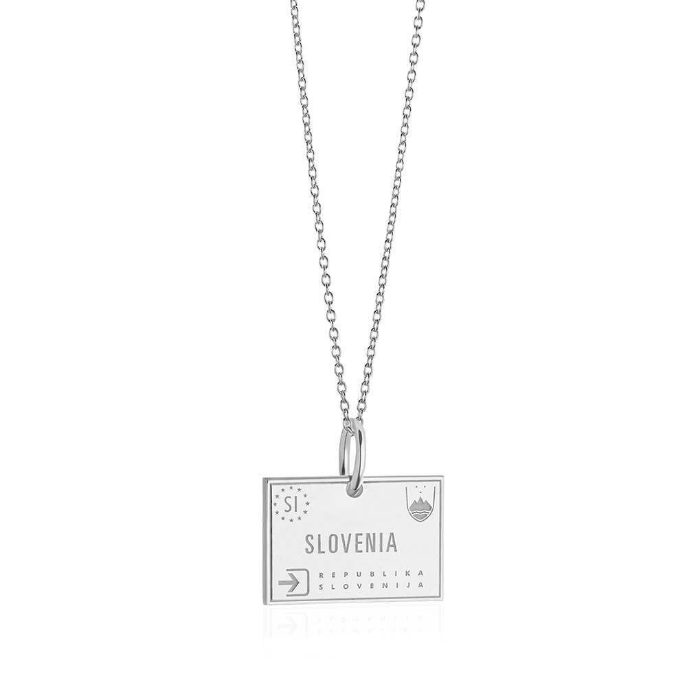 Sterling Silver Travel Charm, Slovenia Passport Stamp - JET SET CANDY  (1720201478202)