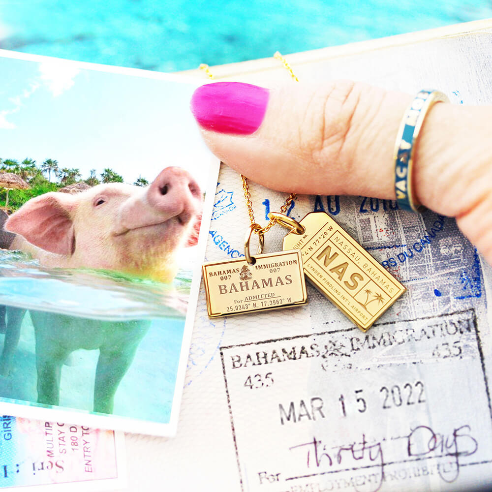 Gold Bahamas Charm, NAS Nassau Luggage Tag - JET SET CANDY (1720194629690)