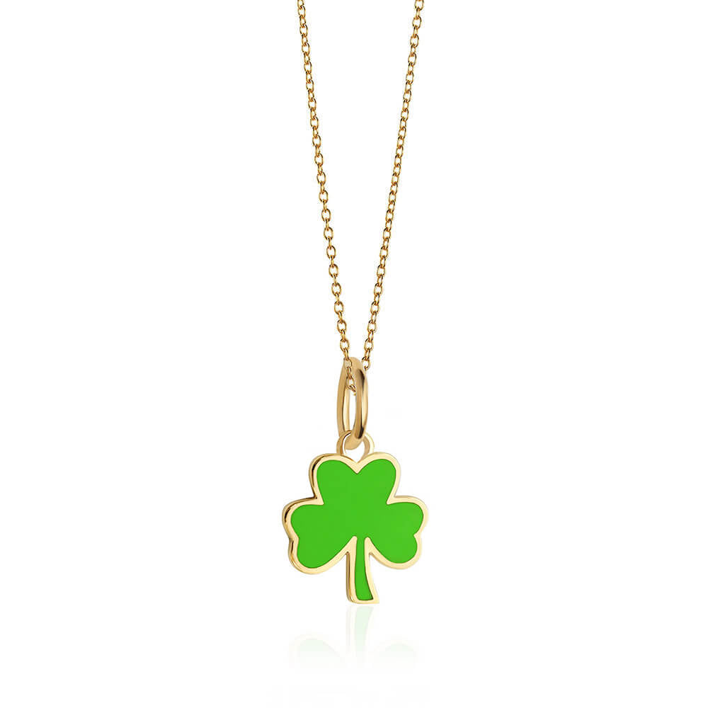 Mini Gold 3 leaf clover charm with green enamel - JET SET CANDY (6546619662520)