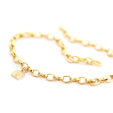 Infinity Link Charm Necklace, Slim Solid Gold