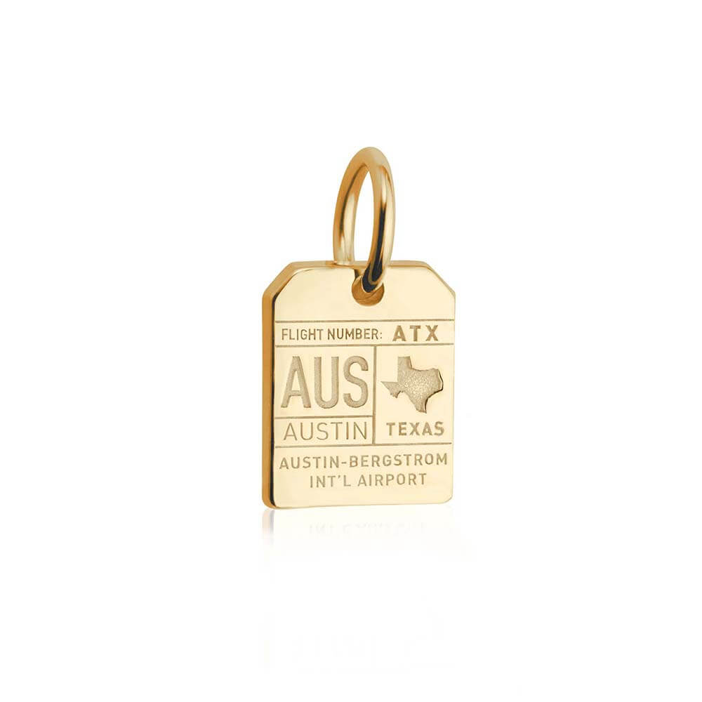 Solid Gold Mini Texas Charm, AUS Austin Luggage Tag - JET SET CANDY (1720192434234)