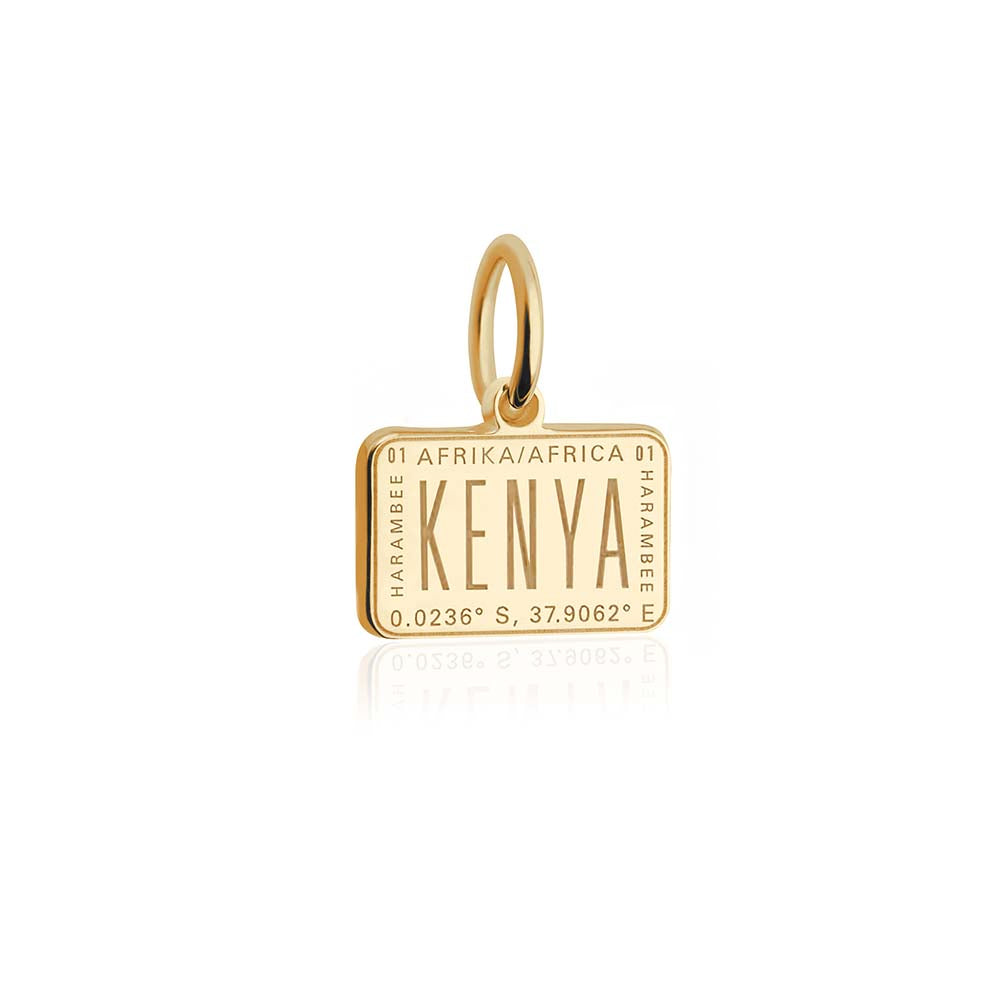 Mini Solid Gold Passport Stamp Charm: Kenya - JET SET CANDY (4395777228888)