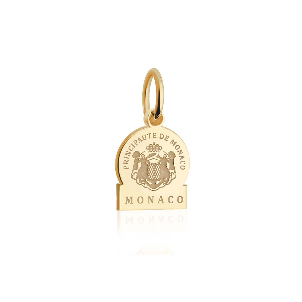 Mini Solid Gold Passport Stamp Charm: Monaco - JET SET CANDY (4395777294424)