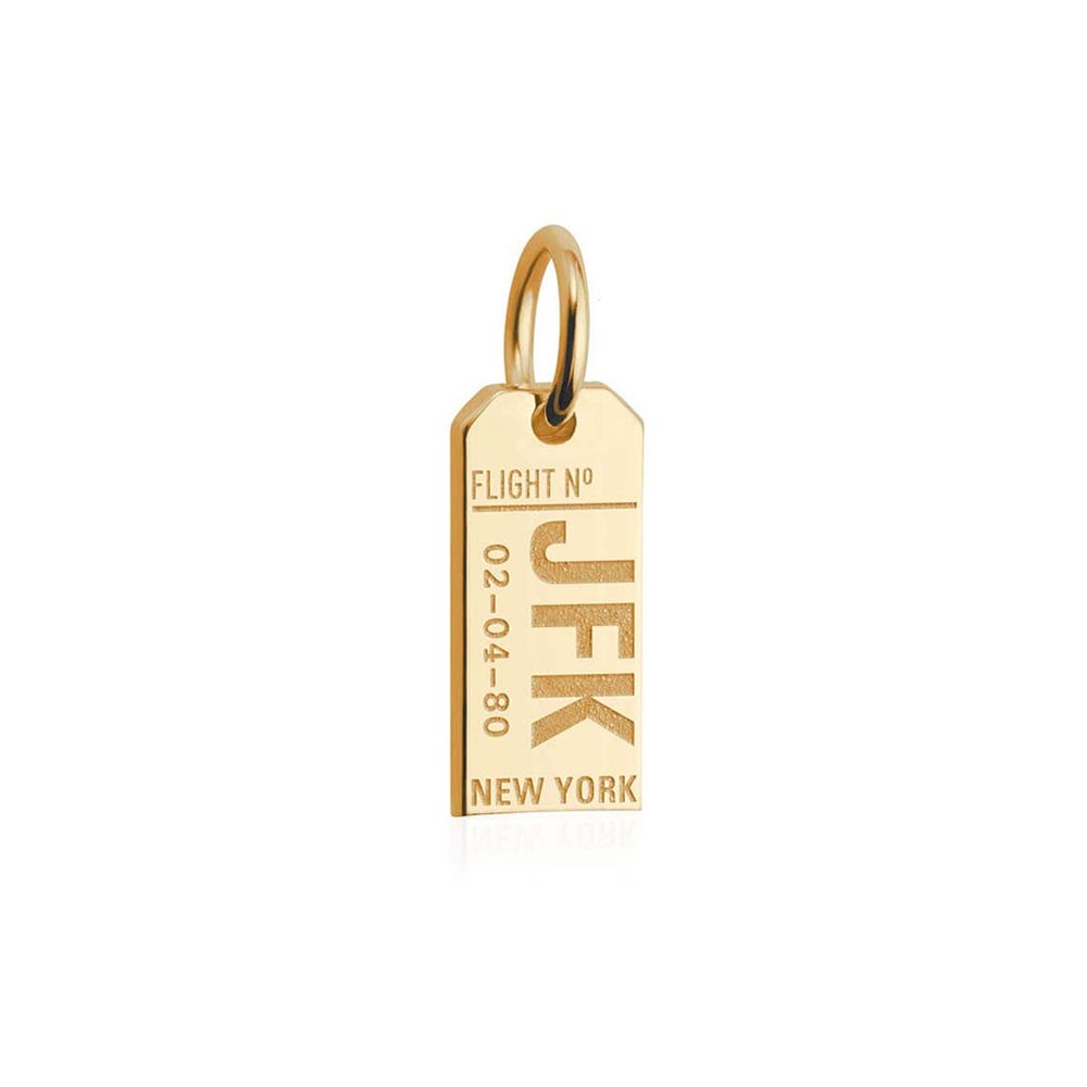 Solid Gold New York Mini Charm, JFK Luggage Tag - JET SET CANDY (1720189517882)