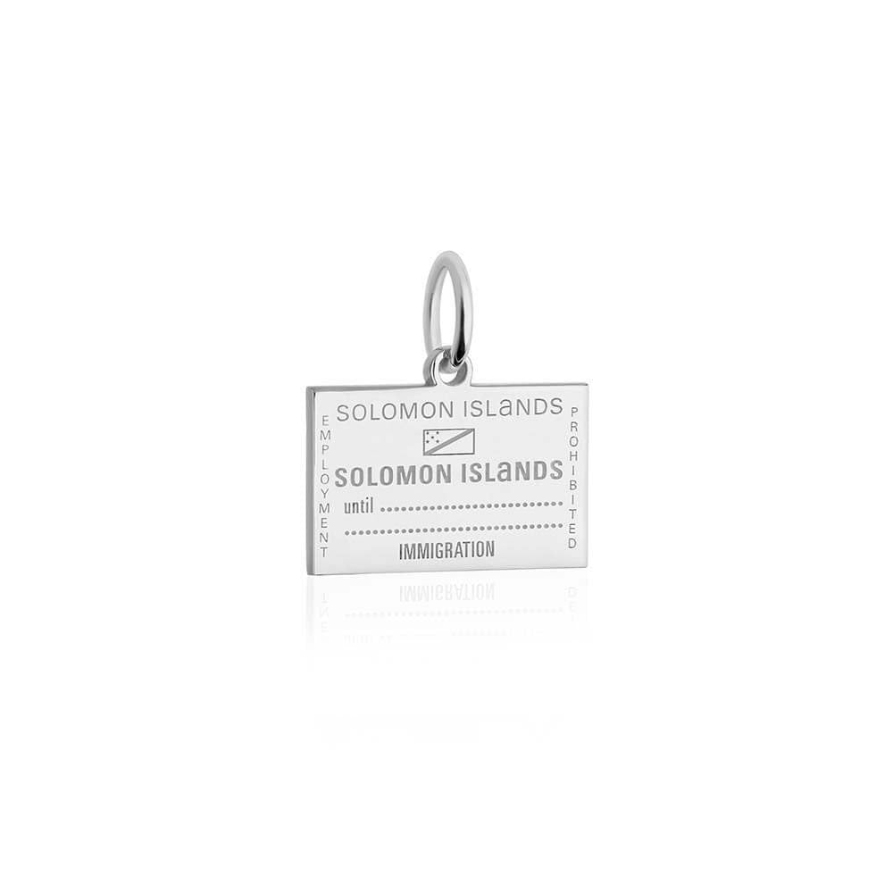 Sterling Silver Travel Charm, Solomon Islands Passport Stamp - JET SET CANDY (1720208195642)