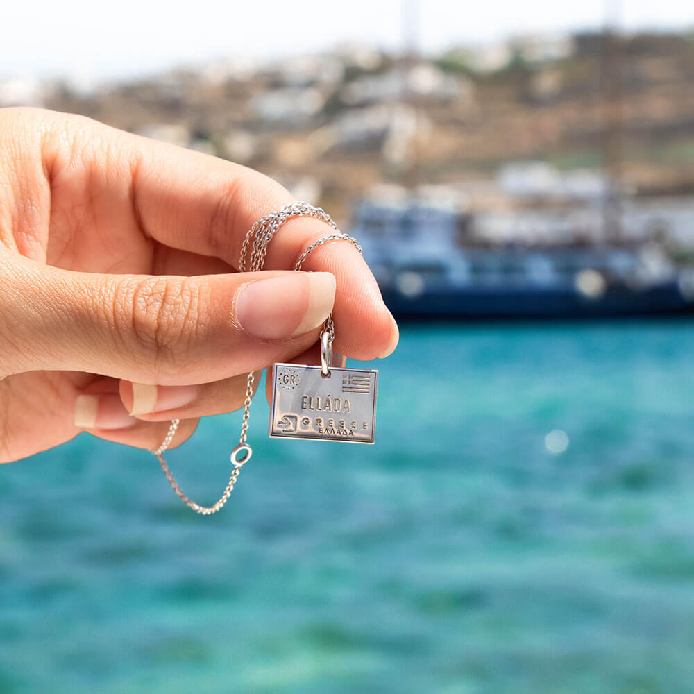 Sterling Silver Greece Travel Charm, Passport Stamp (SHIPS JUNE) - JET SET CANDY  (1720202461242)