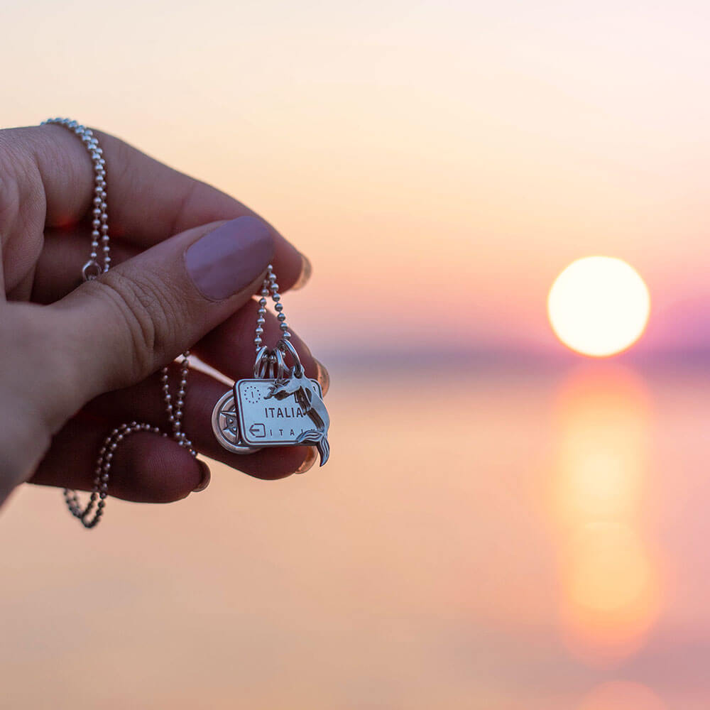 Sterling Silver Italy Charm, Passport Stamp (SHIPS JUNE) - JET SET CANDY  (1720202625082)