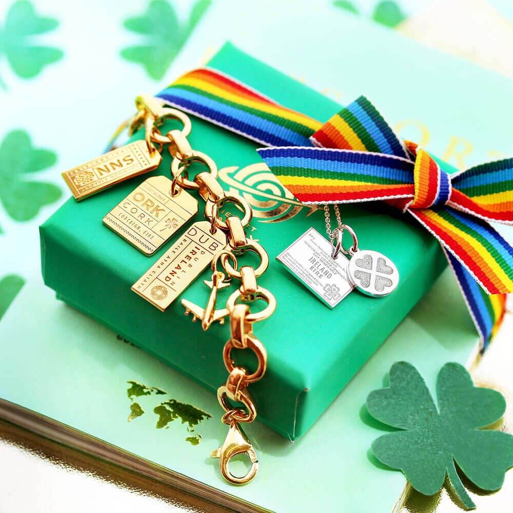 Gold Vermeil Ireland Charm, ORK Cork Luggage Tag - JET SET CANDY (1720195153978)