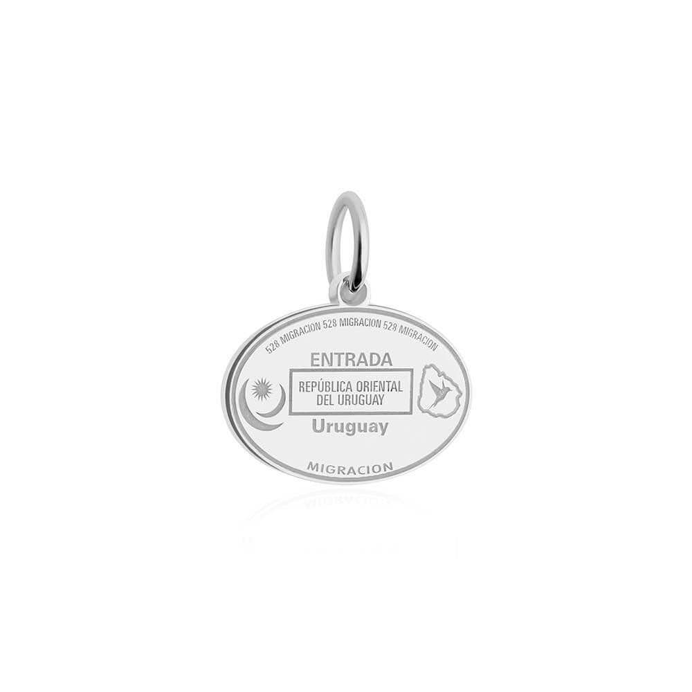 Sterling Silver Travel Charm, Uruguay Passport Stamp (SHIPS JUNE) - JET SET CANDY (1720208621626)
