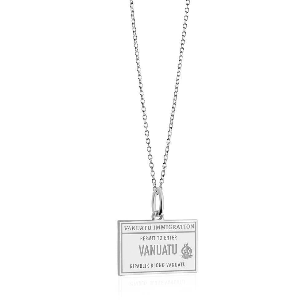 Sterling Silver Travel Charm, Vanuatu Passport Stamp - JET SET CANDY  (1720208392250)