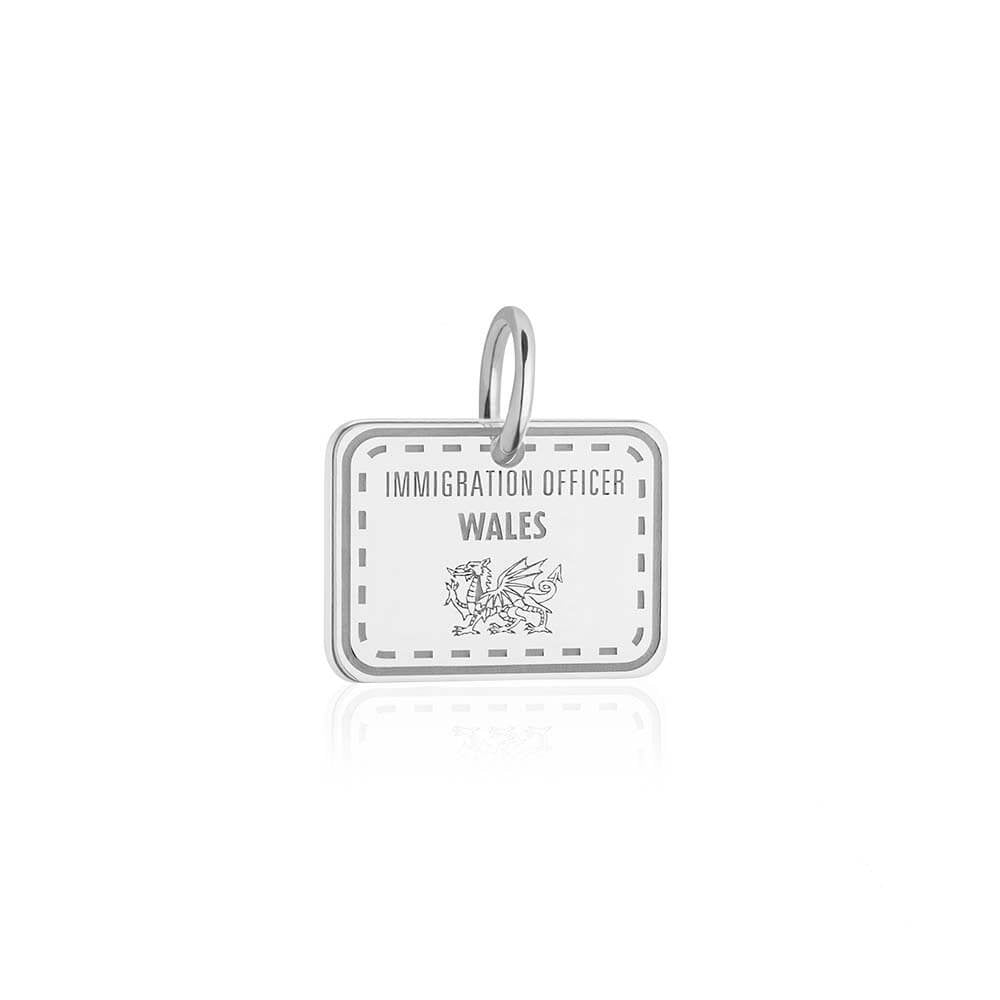 Sterling Silver Travel Charm, Wales Passport Stamp (SHIPS JUNE) - JET SET CANDY (1720201805882)