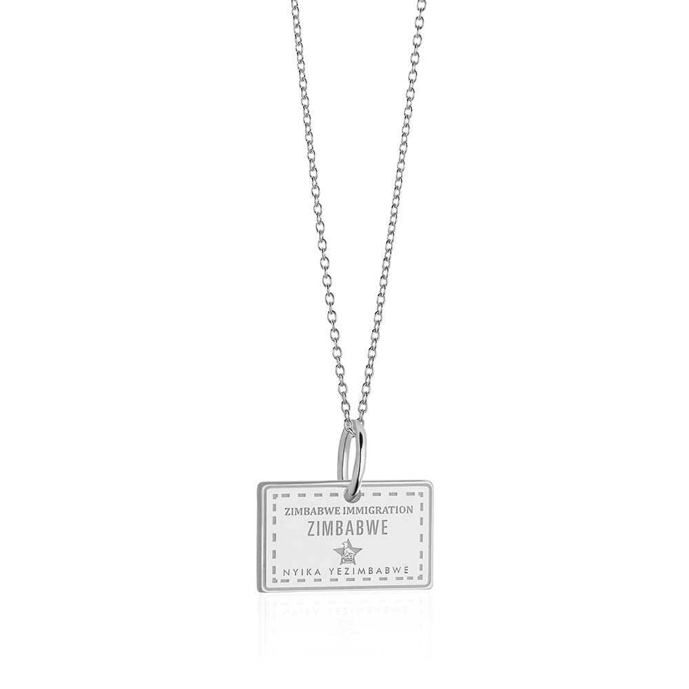 Sterling Silver Travel Charm, Zimbabwe Passport Stamp - JET SET CANDY  (1720204755002)