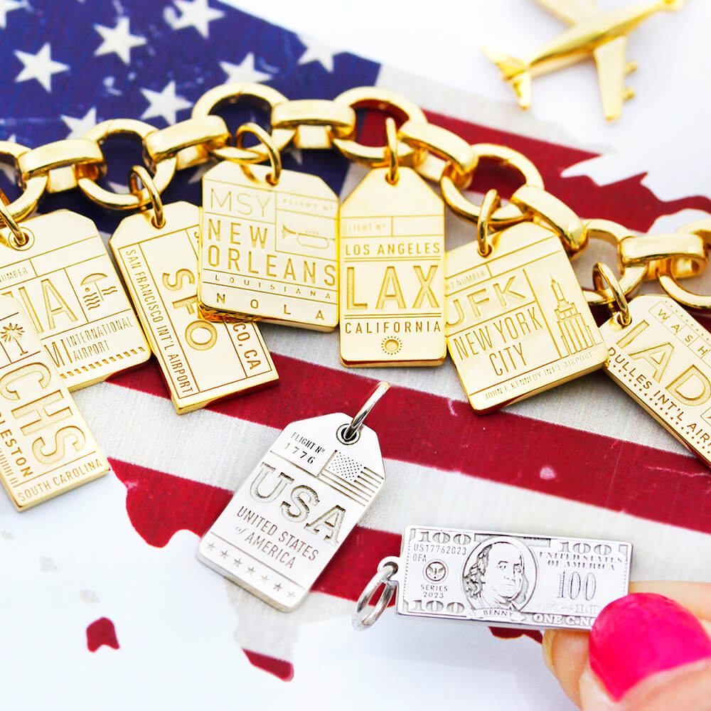 USA Luggage Tag Charms