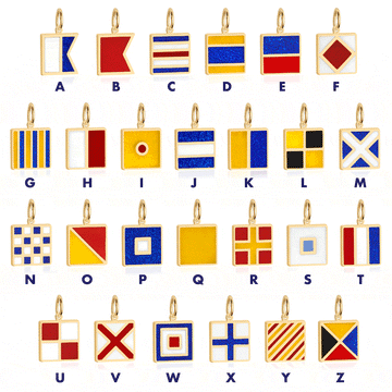 Letter M, Nautical Flag Gold Mini Charm