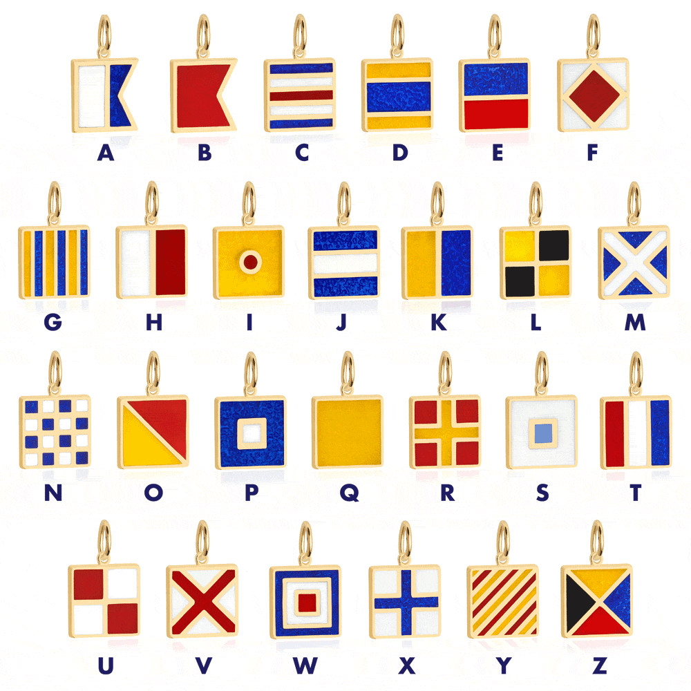 Letter J, Nautical Flag Solid Gold Mini Charm