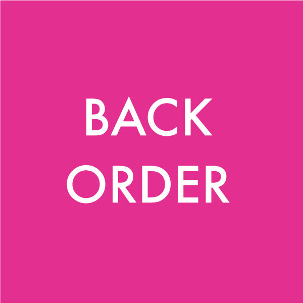 Pink square graphic with white text reading BACK ORDER, indicating temporary unavailability for Sterling Silver and Gold charms.