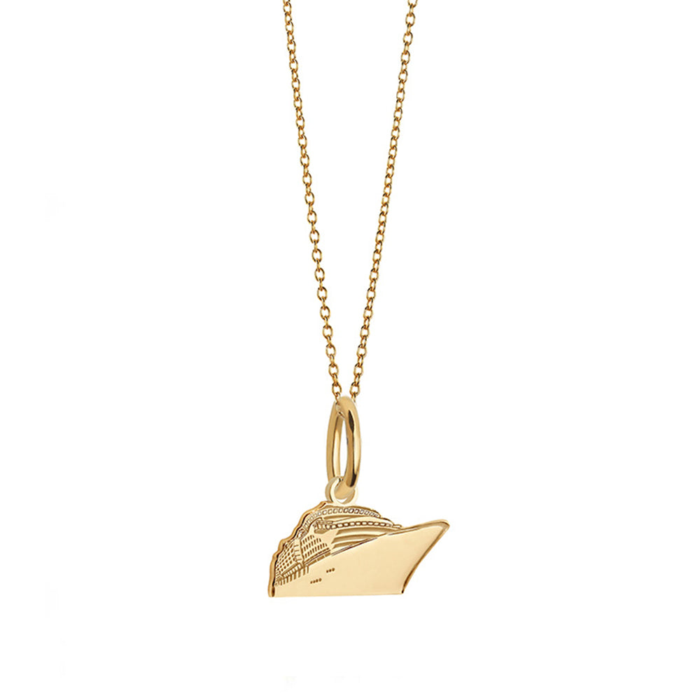 Cruise Ship Charm, Gold Mini