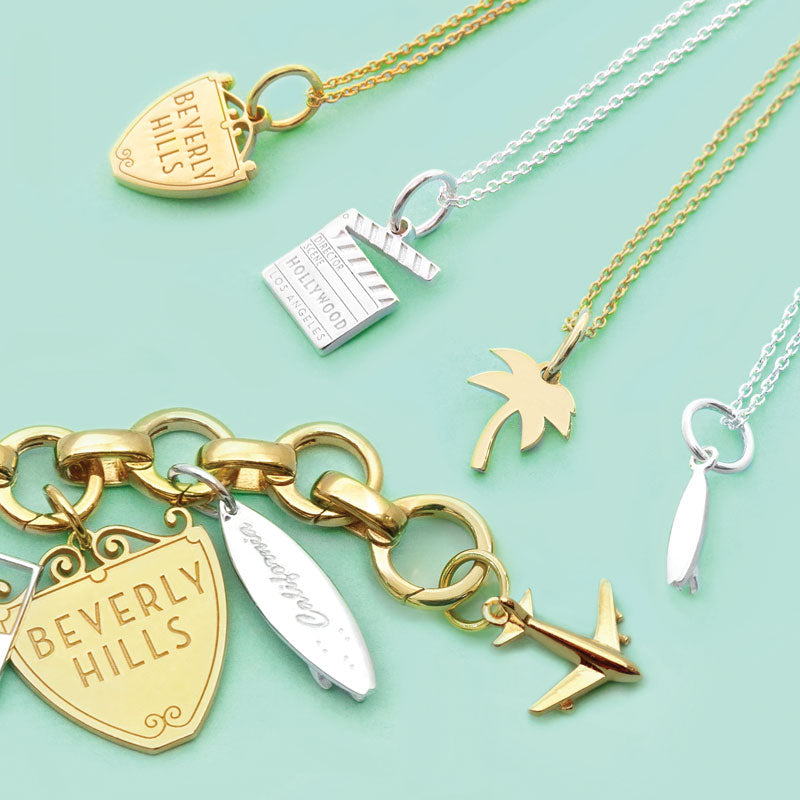 Palm Tree Mini Charm Necklace, Gold