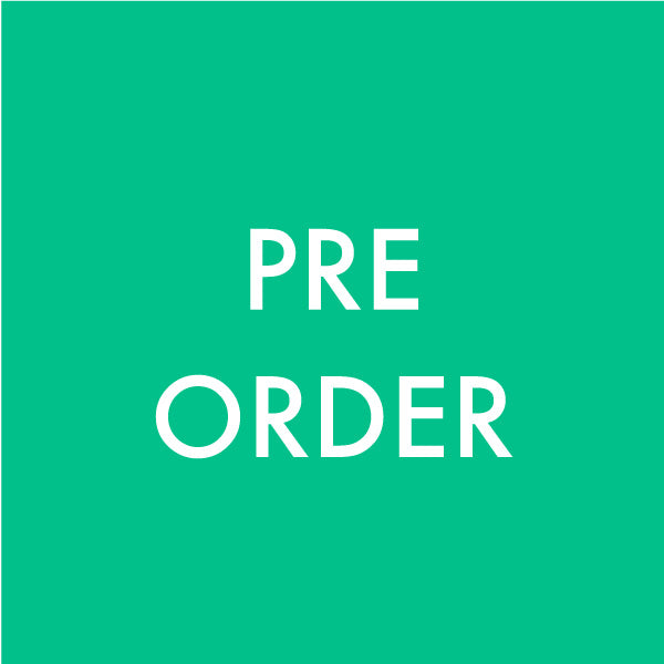 Graphic for a jewelry item with PRE ORDER text in white over a solid teal background.