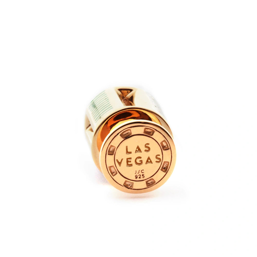 Las Vegas Enamel Poker Chips Charm, Solid Gold