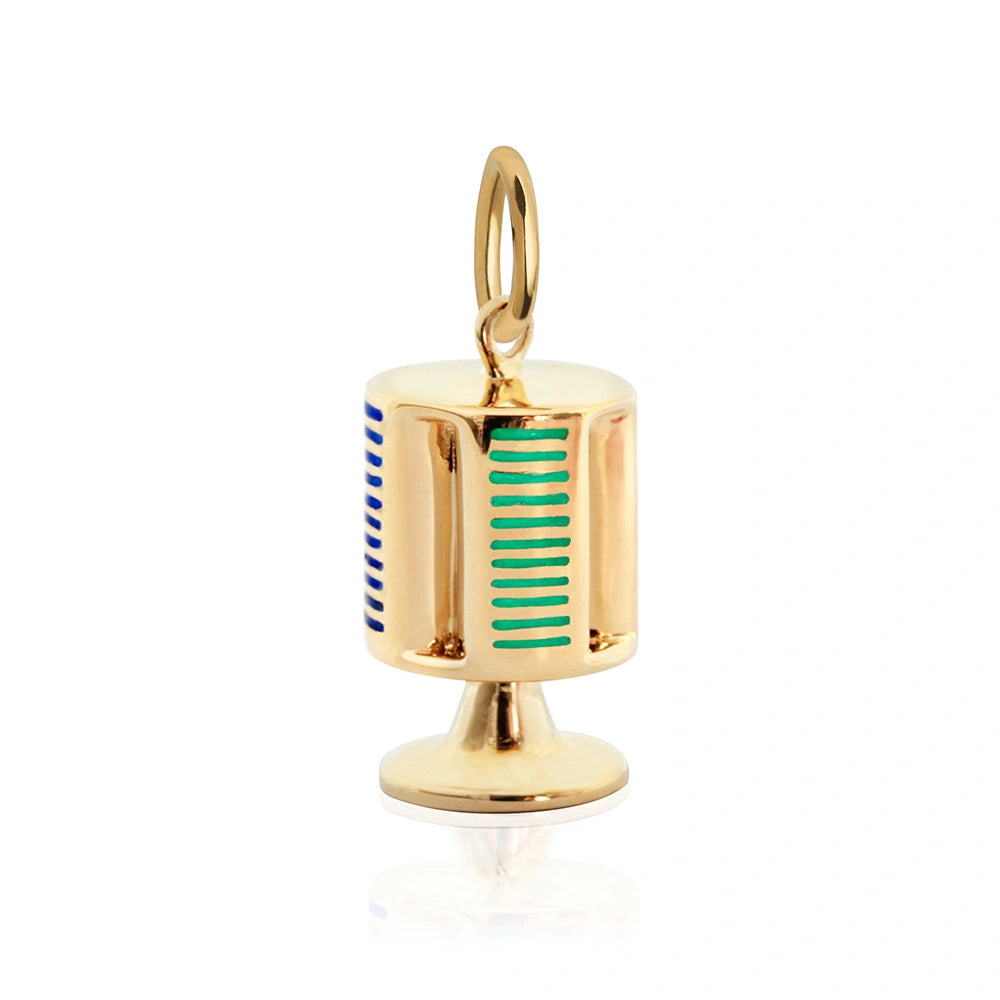 Las Vegas Enamel Poker Chips Charm, Solid Gold