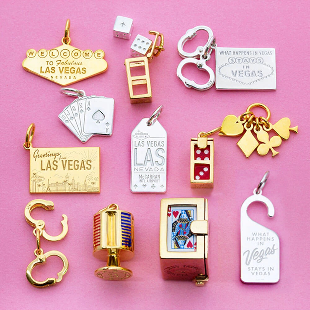 Las Vegas Postcard Charm, Gold
