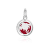 Asia Continent Spinner Charm, Silver, Red Enamel