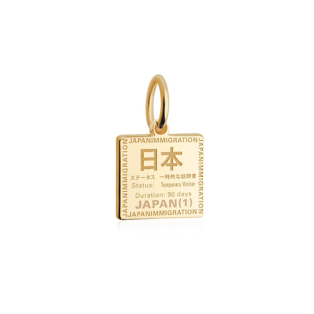Japan Passport Stamp Charm Solid Gold Mini – JET SET CANDY