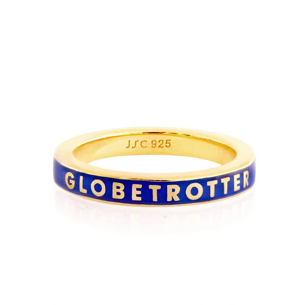 Globetrotter Ring, Blue Enamel, Gold