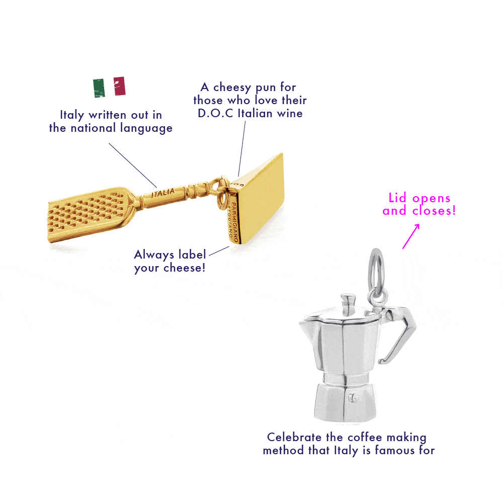 Gold Italy Charm, Parmesan Cheese & Grater - JET SET CANDY (1720169562170)
