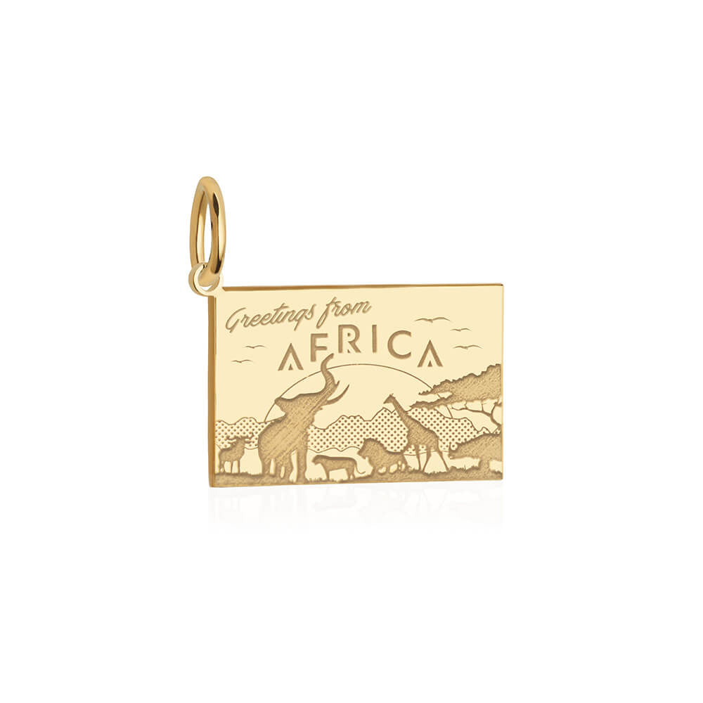 Africa Customizable Postcard Charm, Gold – JET SET CANDY
