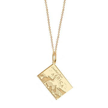 Africa Customizable Postcard Charm, Solid Gold