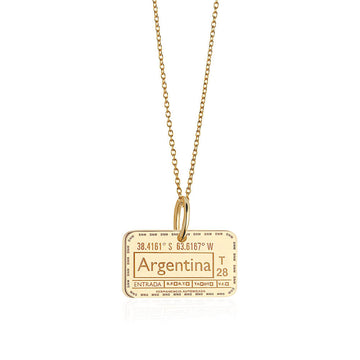 Argentina Passport Stamp Charm Charm Solid Gold