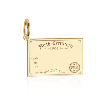 Birth Certificate Customizable Charm, Gold