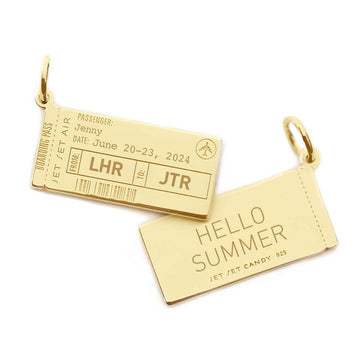 Boarding Pass Charm Solid Gold