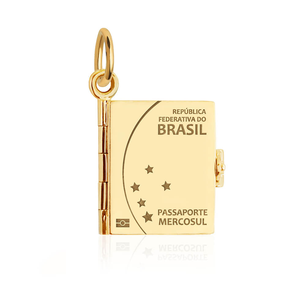 Passport Book Charm Brazil Solid Gold