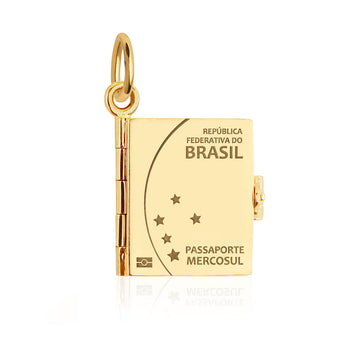 Brazil Passport Book Charm, Gold