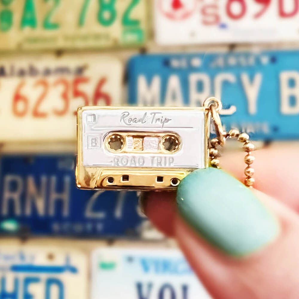 Mixtape Cassette Charm Solid Gold
