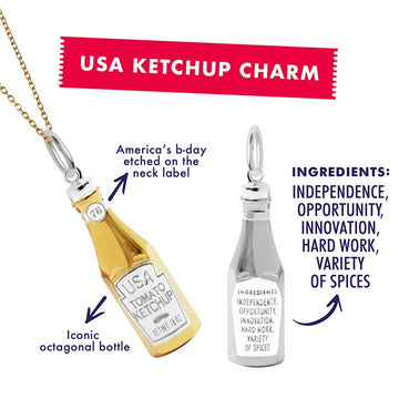 USA Ketchup Charm Solid Gold