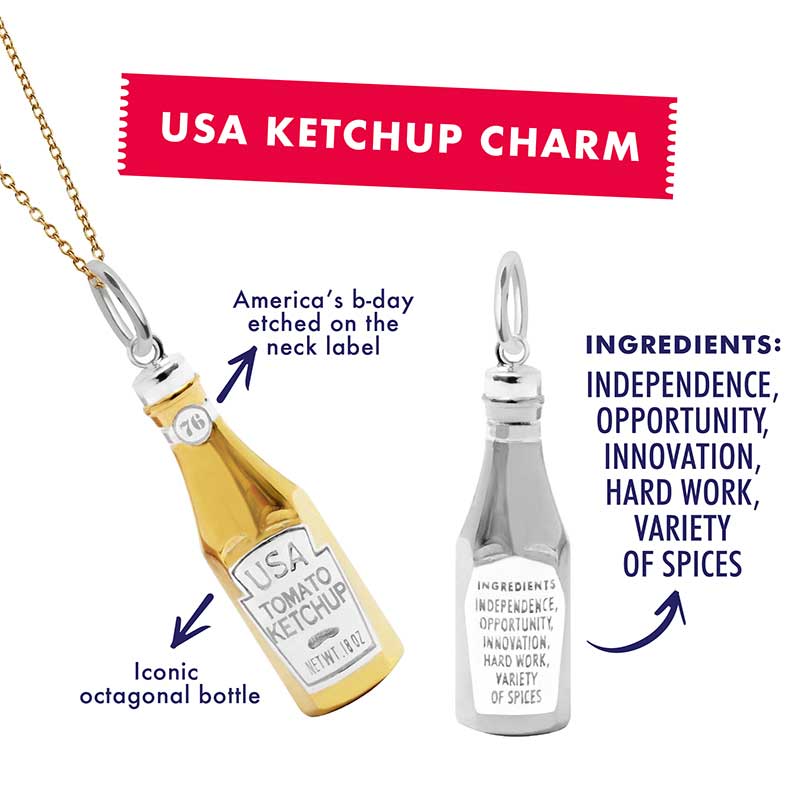 USA Ketchup Charm Gold