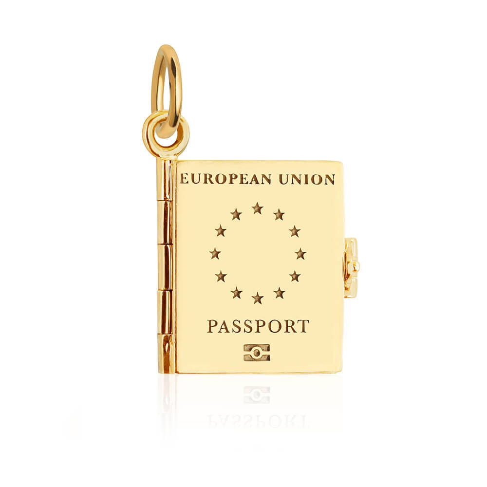 Passport Book Charm Europe Solid Gold